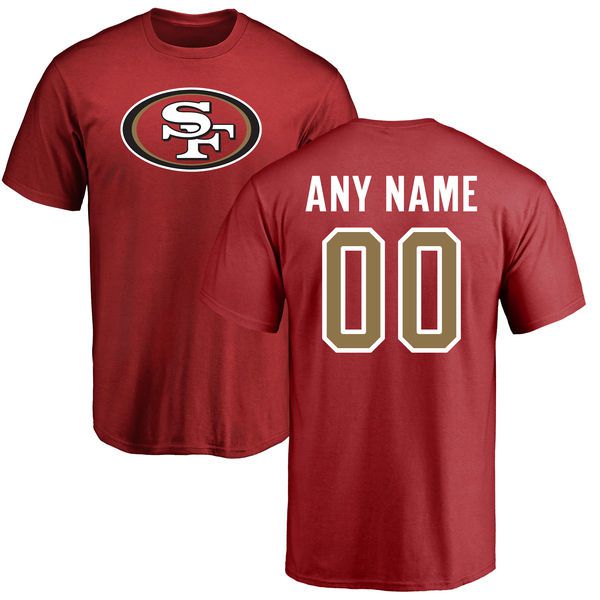 Men San Francisco 49ers NFL Pro Line Red Any Name and Number Logo Custom T-Shirt->nfl t-shirts->Sports Accessory